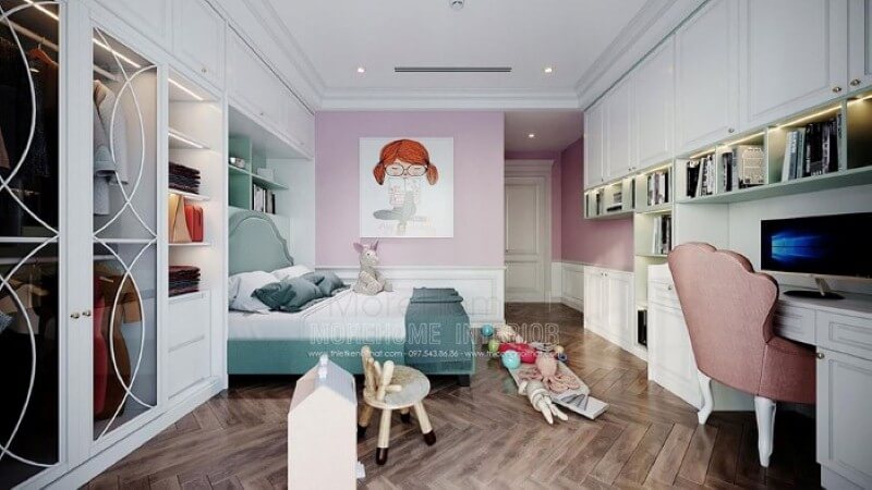 Tranh canvas trang trí tường đẹp, đáng yêu cho phòng ngủ bé gái. Thiết kế phòng ngủ biệt thự