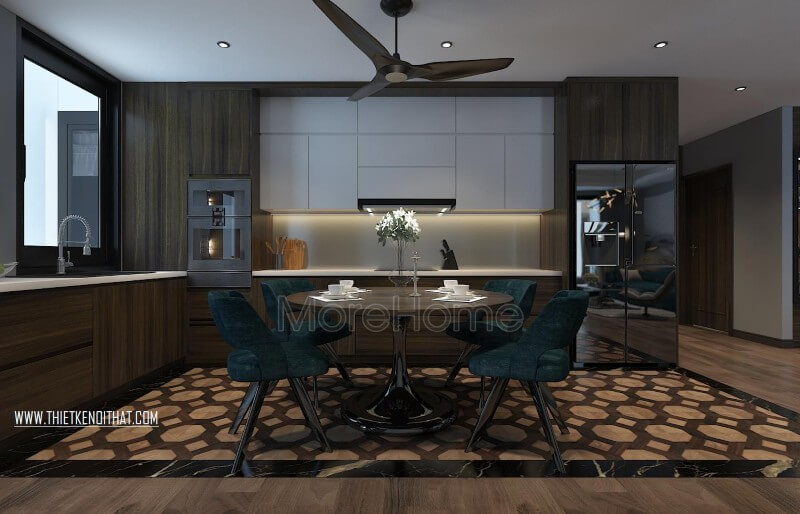 Không gian bếp thiết kế đơn giản, tích hợp nhiều công năng Thiết kế nhà bếp đẹp