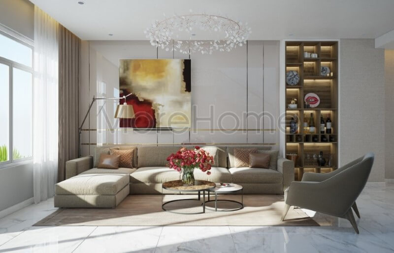 Thiết kế nội thất phòng khách phong cách hiện đại đẹp độc đáo Thiết kế phòng khách nhà phố