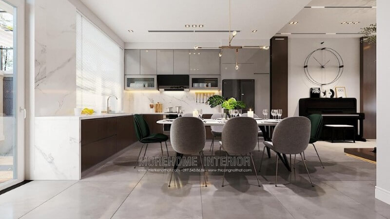 Mẫu tủ bếp gỗ công nghiệp hiện đại sang trọng cho nhà biệt thự Tủ bếp đẹp, sang trọng và đẳng cấp