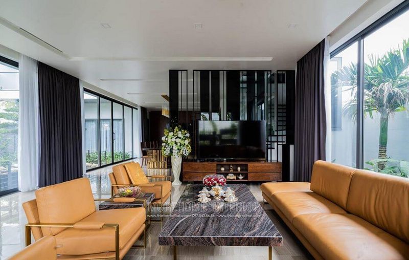 Bàn trà mặt đá nhân tạo cao cấp cho phòng khách biệt thự Hà Tĩnh