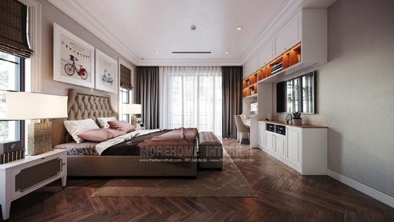 Trang trí nội thất phòng của con đẹp, sang trọng nhưng không kém nét sinh động, đáng yêu.