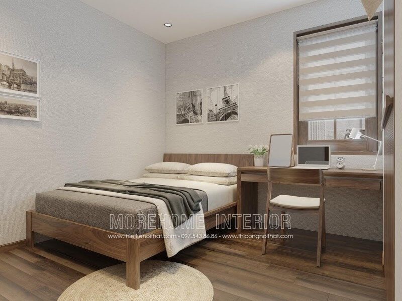 Bàn học gỗ óc chó - giải pháp đồng bộ cho cả không gian nội thất phòng ngủ thiếu niên tại biệt thự An Hưng Hà Đông Hà Nội