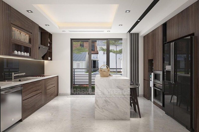 Sắp xếp phòng bếp ấn tượng với ý tưởng tận dụng tối đa nguồn sáng nhưng không ảnh hưởng phong thủy.