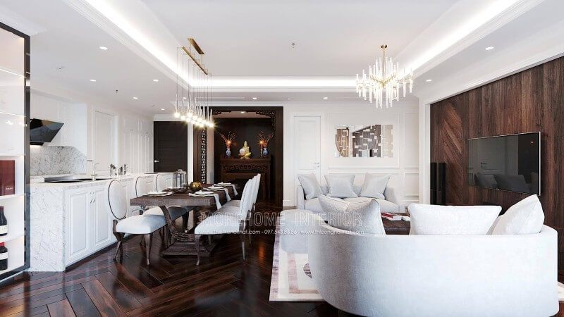 Mách nhỏ nội thất phòng bếp tân cổ điển đẹp đến mê mẩn