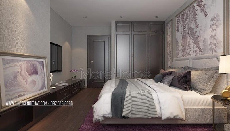 Thiết kế phòng ngủ master vô cùng đẳng cấp ấn tượng bởi đồ nội thất cao cấp, bố trí khoa học, và sự tinh tế toát ra trong từng đường nét nội thất