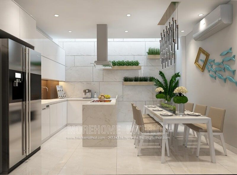 Thiết kế nội thất tủ bếp chung cư nhỏ phong cách hiện đại đầy tinh tế