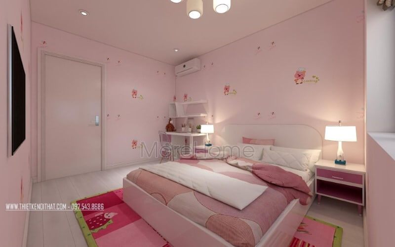 Trang trí nội thất phòng ngủ con gái đẹp, sinh động, đáng yêu với tone hồng nhẹ nhàng, cuốn hút.
