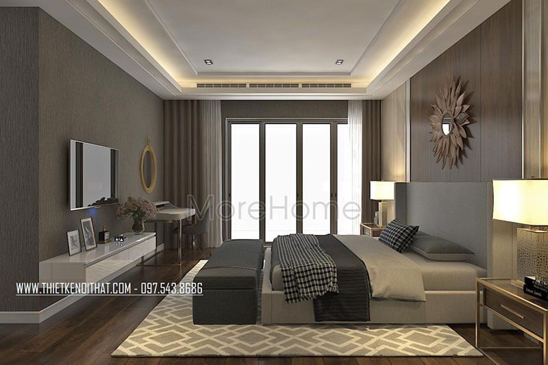 Mẫu sofa giường màu đen phòng ngủ hiện đại, tiện nghi để đồ