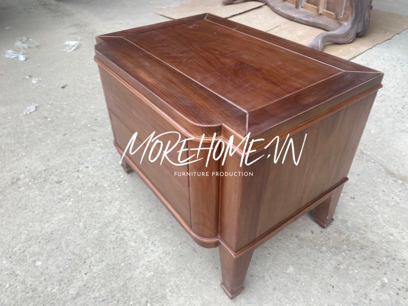 Thi công tab đầu giường gỗ tự nhiên có chân hiện đại trang trí tô điểm cho không gian sống tiện nghi và tính thẩm mỹ cao