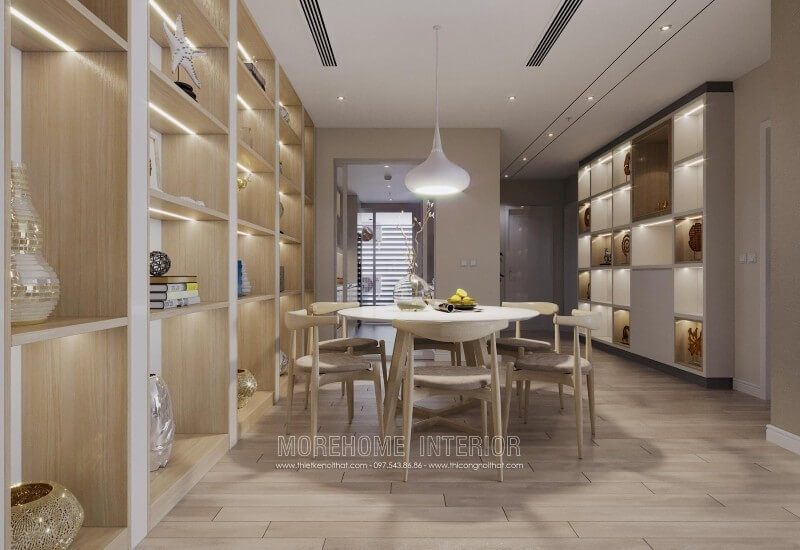 Thiết kế nội thất phòng ăn chung cư đơn giản