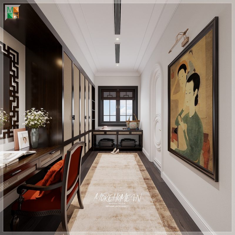 Chỉ cần một bức tranh treo tường canvas chủ đề dân gian cũng giúp không gian căn phòng trở nên ấm cúng
